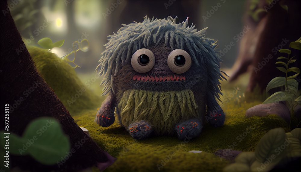 A cute monster made by cotton, hyper-realistic, with intricate textures and realistic lighting effects A cute monster made by cotton, hyper-realistic, with intricate textures and realistic lighting effects