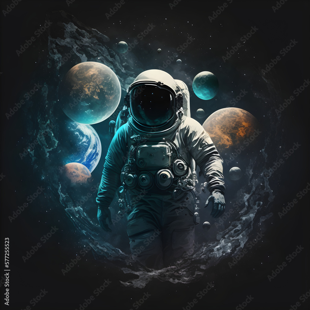 Beautiful painting of an astronaut, AI-generated image