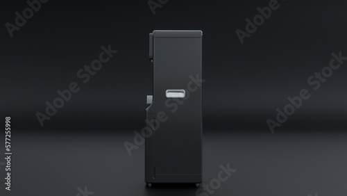 Fotografía Side view water dispenser on the black background premium photo 3d render