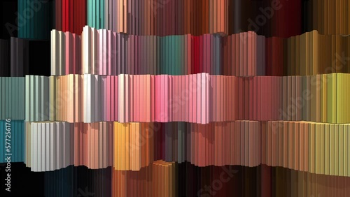 3D blocks abstract background loop. Colorful moving cuboids affected by fractal turbulence. Seamless looping.