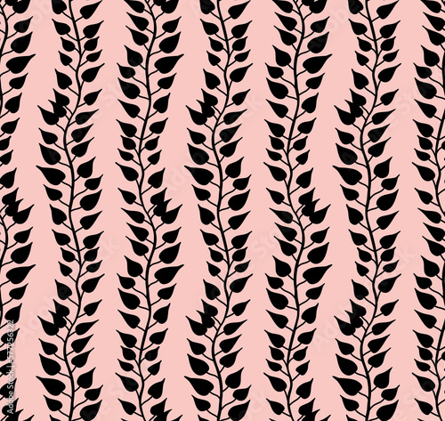 Seamless ivy pattern, floral linear print.