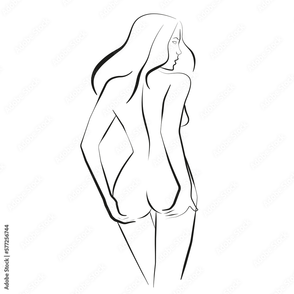 Trendy Line Art Drawing of Woman Body. Beauty Female Figure Minimalistic Black Lines Drawing. Female Back Continuous One Line Abstract Drawing. Modern Scandinavian Design. Vector Illustration. Trendy Line Art Drawing of Woman Body. Beauty Female Figure Minimalistic Black Lines Drawing. Female Back Continuous One Line Abstract Drawing. Modern Scandinavian Design. Vector Illustration.