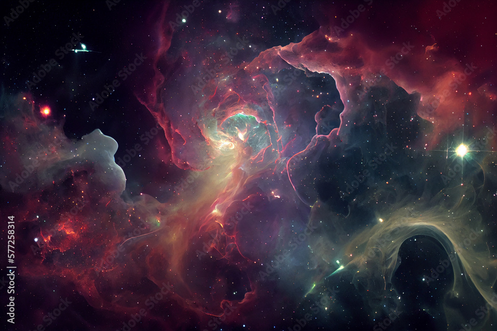 Abstract illustration of the big bang, worlds forming, epic space scene