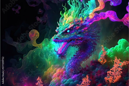 Dragon rainbow. Generative AI
