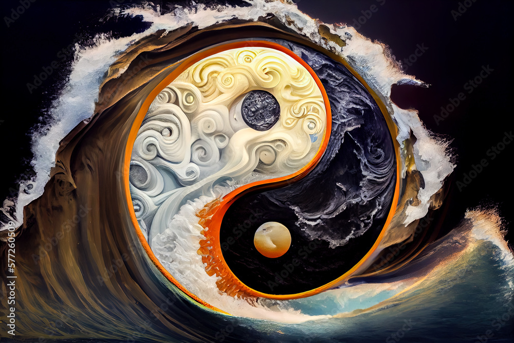 chinese yin yang symbol. Generative AI, Generative, AI - obrazy, fototapety, plakaty 