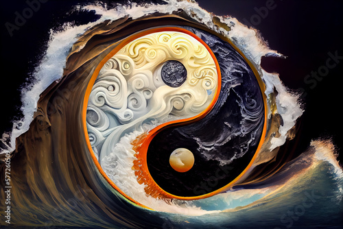 chinese yin yang symbol. Generative AI, Generative, AI photo