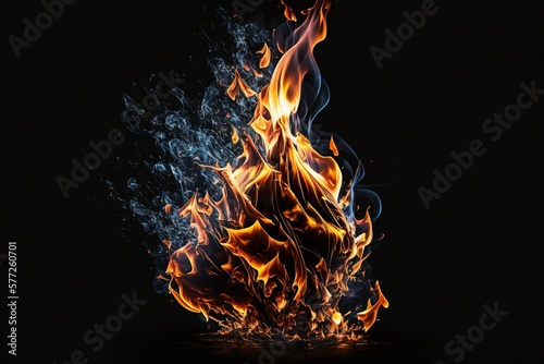 flames isolated on dark background creative ai photo