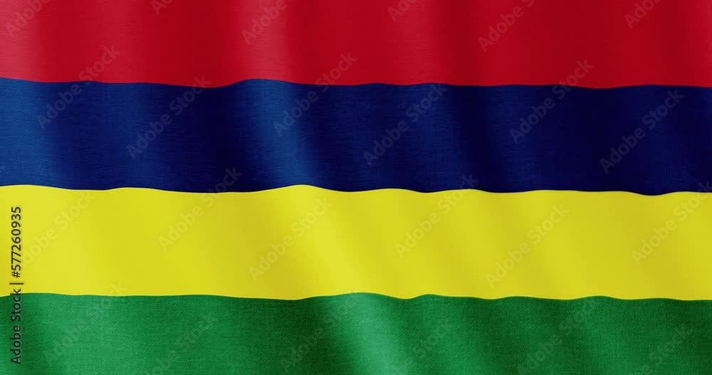 Mauritian flag seamless loop animation. 4k animation background with the flag of Mauritius. 4k resolution animated backdrop.