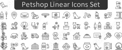 Petshop linear vector icon set collection photo