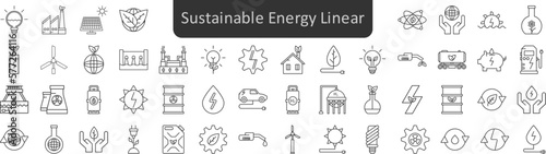 Sustainable energy linear icons set. Web icon set. Website set icon vector.