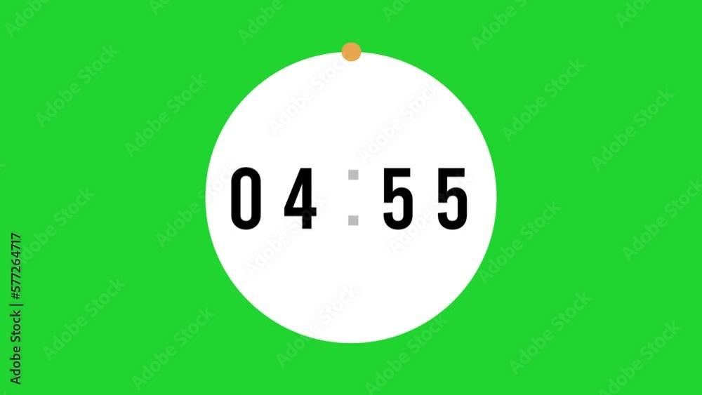 Clock 5 Minute countdown animation Timer Countdown. Countdown 5 minutes