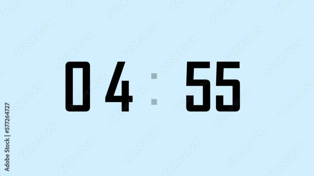 Clock 5 Minute countdown animation Timer Countdown. Countdown 5 minutes