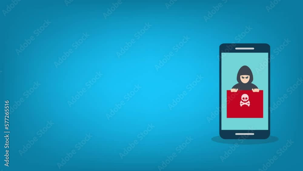 Hacker notification on mobile phone. Smartphone with hacker attack alert. Hacker notification on mobile phone. Smartphone with hacker attack alert.