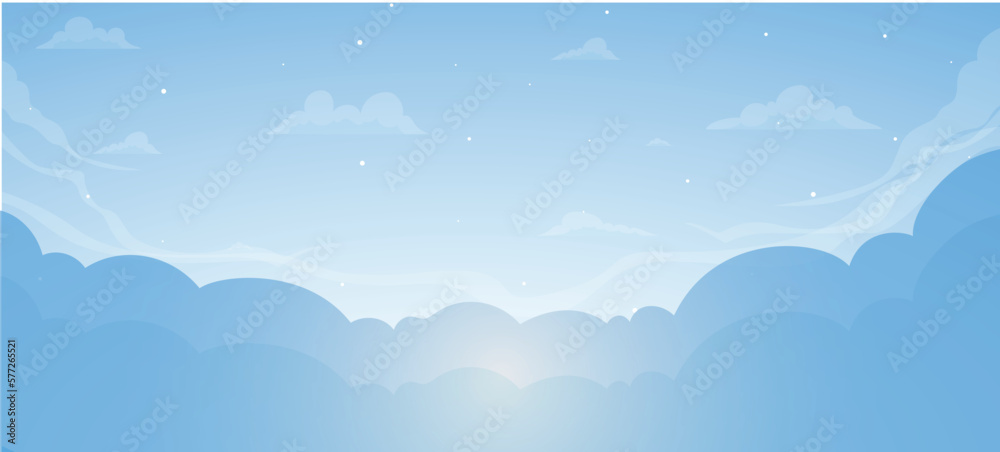 blue clear sky background, Clean Sky, 2d Cartoon, Anime style background,  fluffy clouds, weather, summer season outdoor- light background,