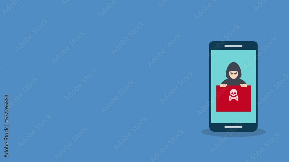 Hacker notification on mobile phone. Smartphone with hacker attack alert. Hacker notification on mobile phone. Smartphone with hacker attack alert.