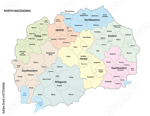Administrative vector map of the Republic of North Macedonia