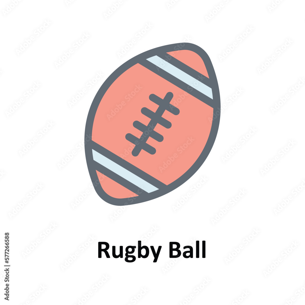 Rugby Ball Vector Fill Outline Icons. Simple stock illustration stock