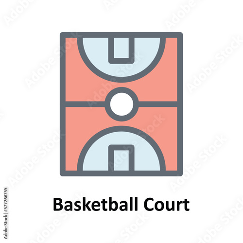 Basketball Court Vector Fill Outline Icons. Simple stock illustration stock