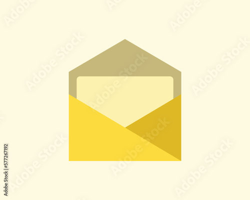 Yellow envelope icon vector illustration. Letter flat vector design.