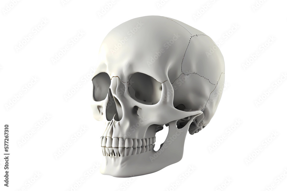 Human skull bone on transparent background. Generative ai. Human skull bone on transparent background. Generative ai.