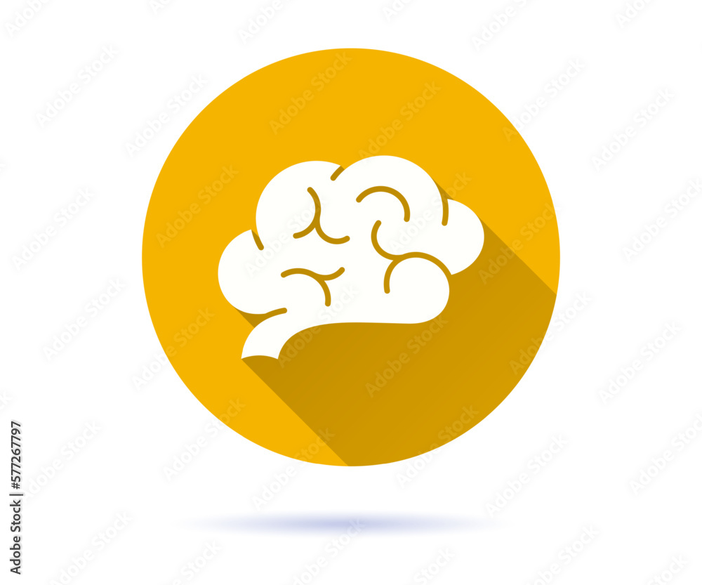 Brain icon with long shadow for graphic and web design. Brain icon with long shadow for graphic and web design.