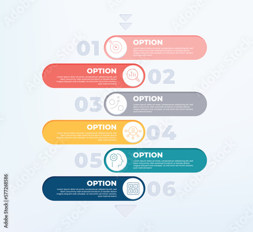 6 process step infographic template. 6 step diagram business line.