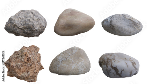 Rocks set isolated on transparent background 3d rendering png