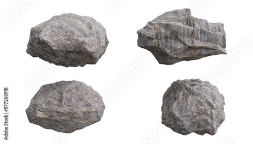Rocks set isolated on transparent background 3d rendering png