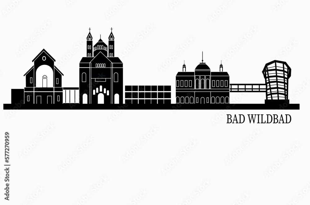 bad Wildbad Germany city skyline vector