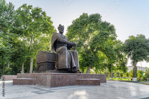 Statue of Amir Timur (Tamerlane) in Samarkand, Uzbekistan photo