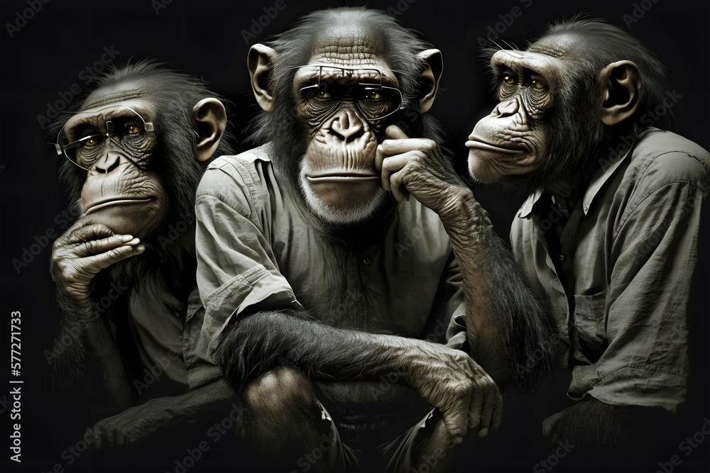 apes thinking created using AI Generative Technology apes thinking created using AI Generative Technology