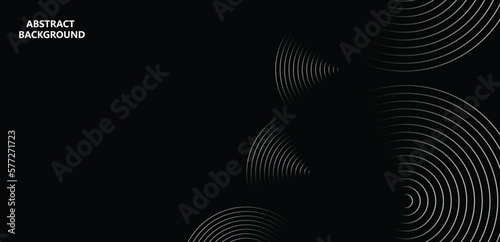 Abstract glowing circle lines on dark background. Futuristic technology concept. Horizontal banner template. Suit for poster, cover, banner, brochure, website