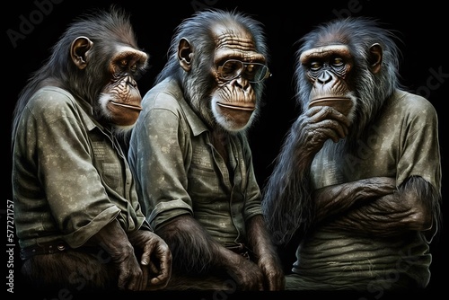 apes thinking created using AI Generative Technology