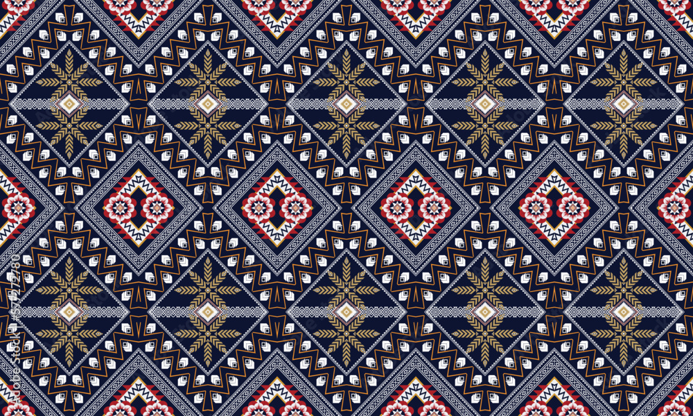 Geometric ethnic flower pattern for background,fabric,wrapping,clothing,wallpaper,Batik,carpet,embroidery style. Geometric ethnic flower pattern for background,fabric,wrapping,clothing,wallpaper,Batik,carpet,embroidery style.