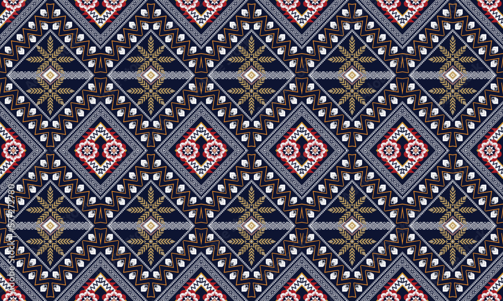 Geometric ethnic flower pattern for background,fabric,wrapping,clothing,wallpaper,Batik,carpet,embroidery style.