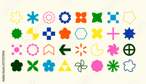 Set of vector basic bauhaus shapes. Abstract geometry figures.  Icon symbol and logos in primitive simple style.