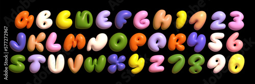 Fotobehang Colorful Latin 3D alphabet with airy thick letters
