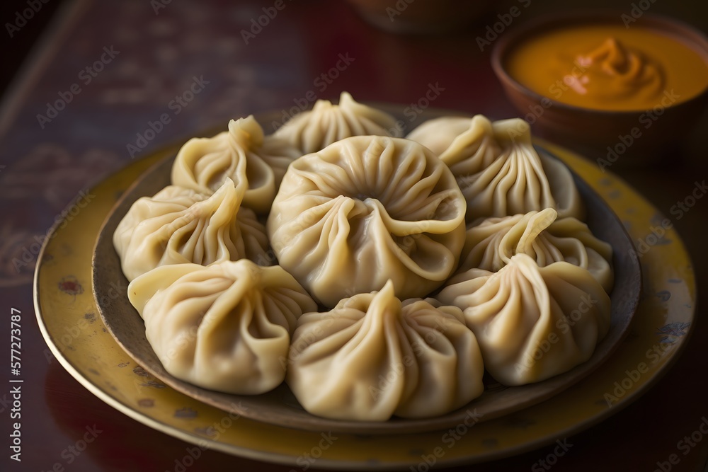 momos in plate created using AI Generative Technology momos in plate created using AI Generative Technology