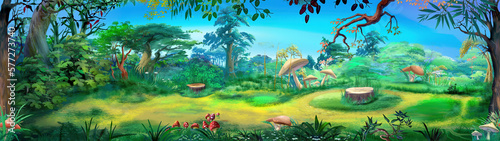 Forest glade on a summer day illustration