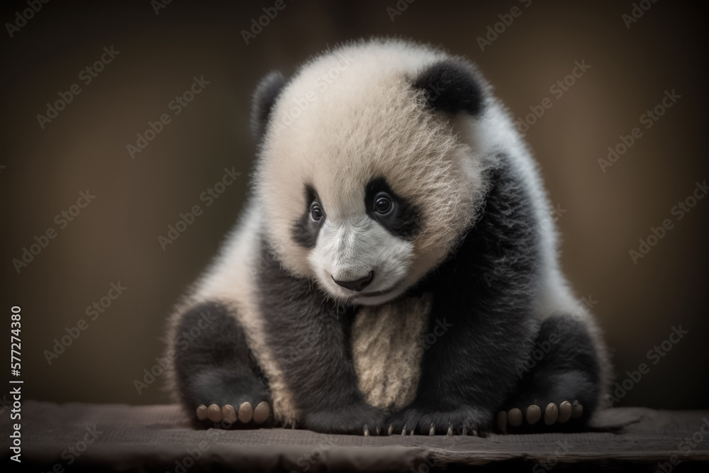 Obraz premium Little Cute Baby Panda Bear, Generative AI