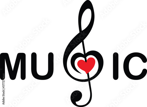 music note with heart vector image