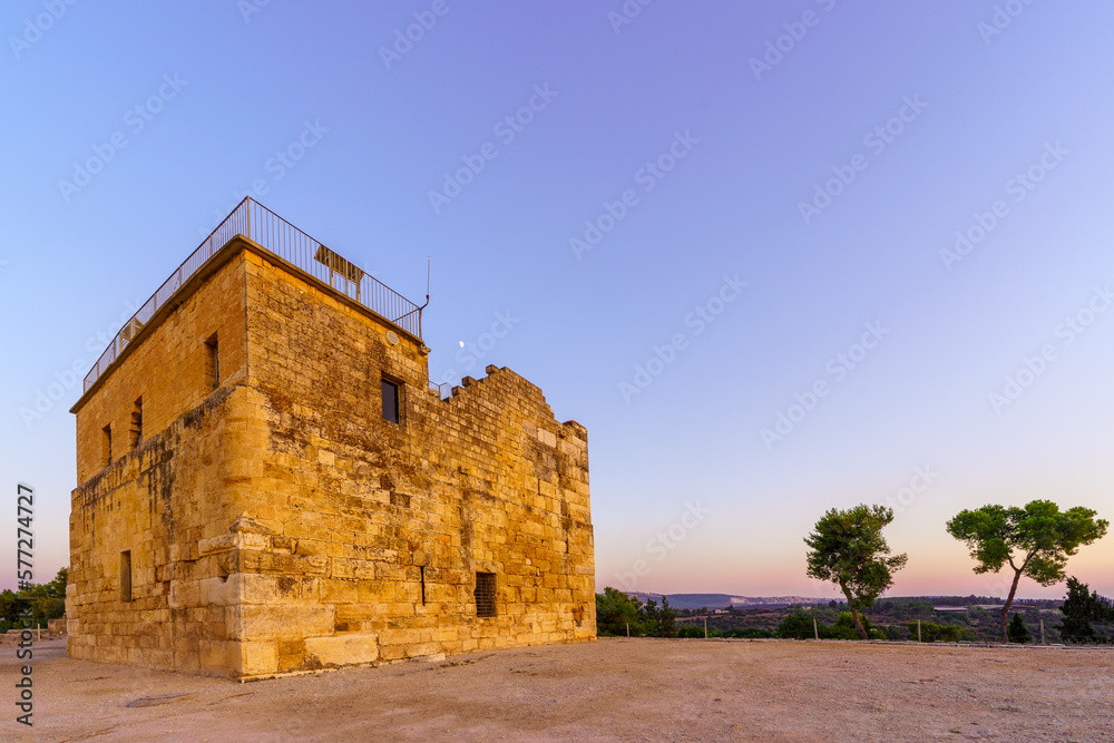 Sunset view of the Crusader Castle, in Tzipori
