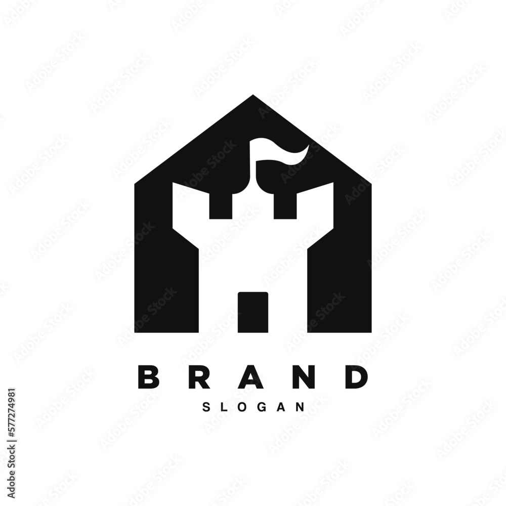 Creative castle house logo design vector template Creative castle house logo design vector template