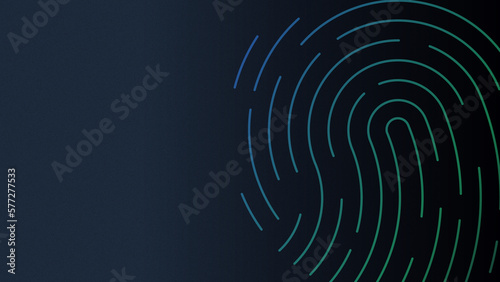 Cyber circle security fingerprint on dark green abstract background. Fingerprint future security technology concept. Suitable for graphic purposes.