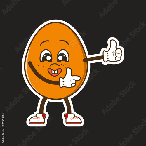 Cartoon egg in the style of 1990, in the style of Y2K. Easter egg for store advertising