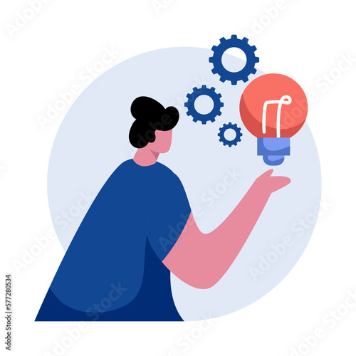 Fotografie The Entrepreneurial Mindset This illustration can show someone thinking and designing a business plan on a blackboard or on a desk
