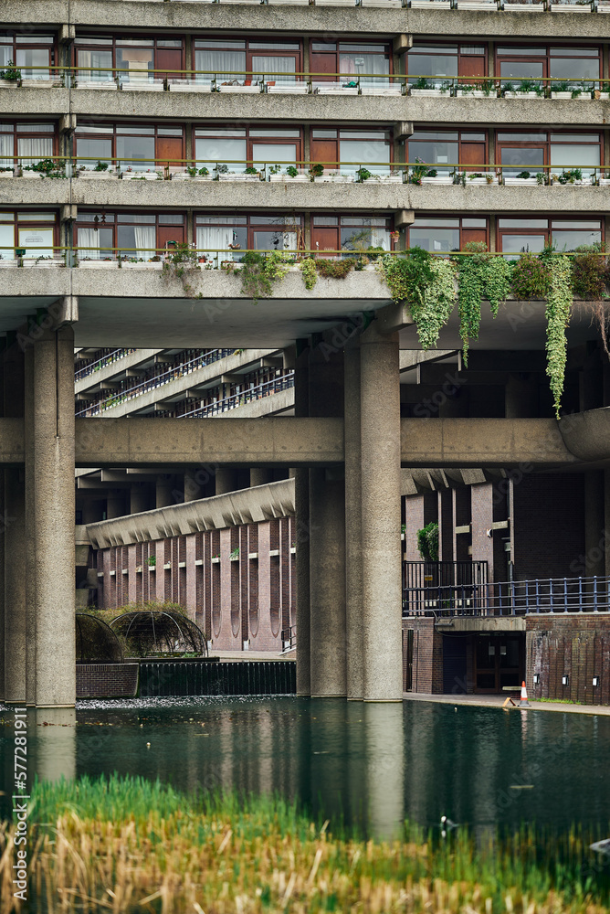 Modernist architecture of the estate and buildings in the Barbican district of London