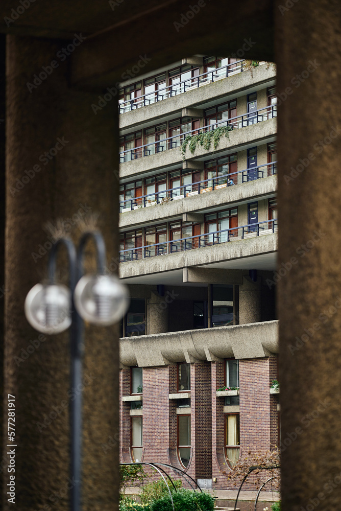 Modernist architecture of the estate and buildings in the Barbican district of London