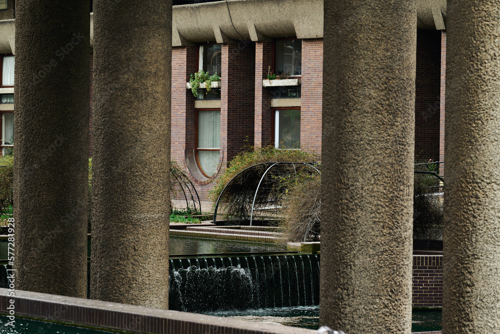 Modernist architecture of the estate and buildings in the Barbican district of London