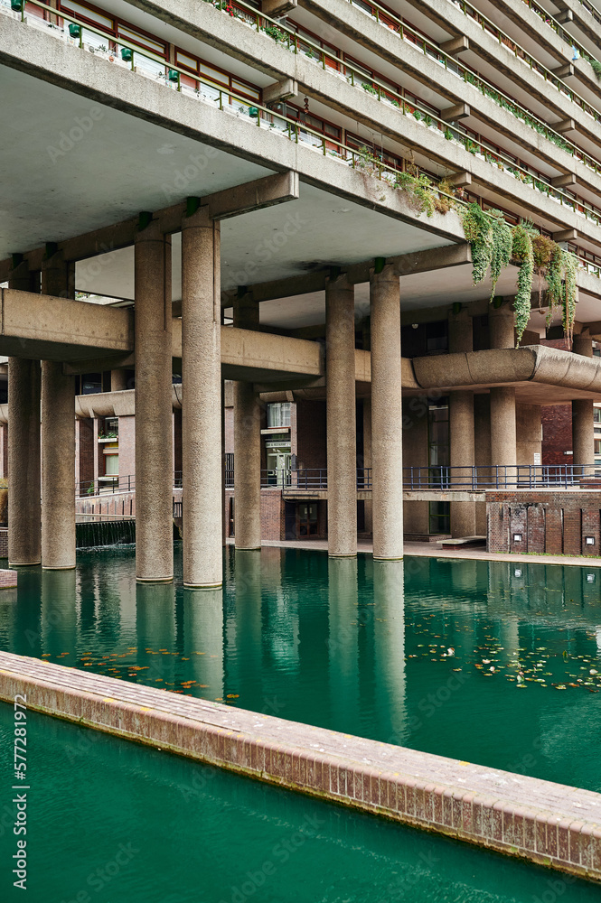 Modernist architecture of the estate and buildings in the Barbican district of London